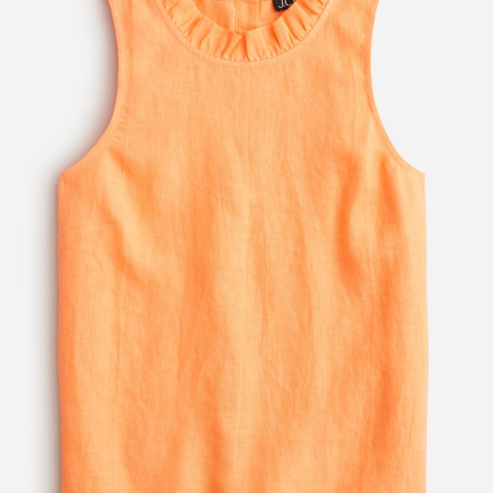 J. Crew Bright Peach/Cool Orange Linen Sleeveless Tank